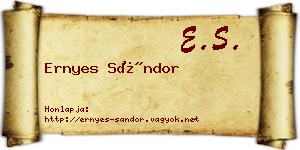 Ernyes Sándor névjegykártya
